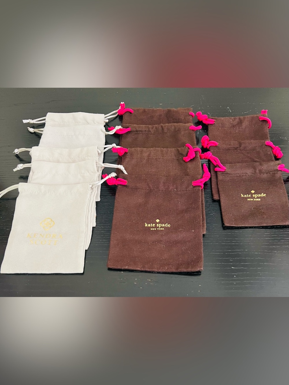 Updated- Kendra Scott s/5 & kate spade Brown Drawstring Pouch Set/ 7